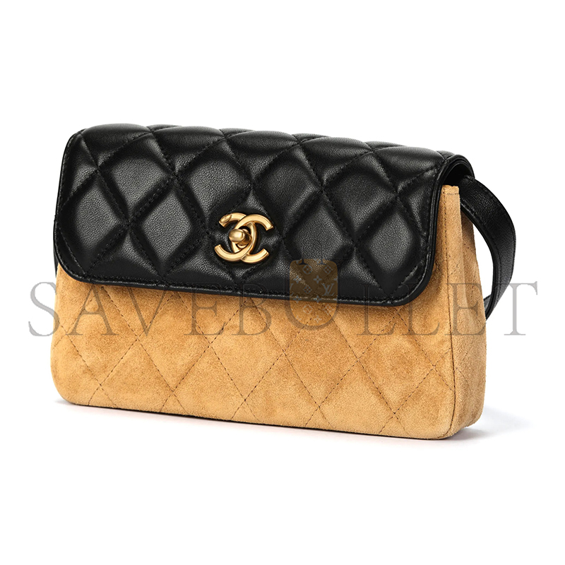 CHANEL BLACK SUEDE FLAP CROSSBODY BAG AP4677 (19.5*11.5*5cm)